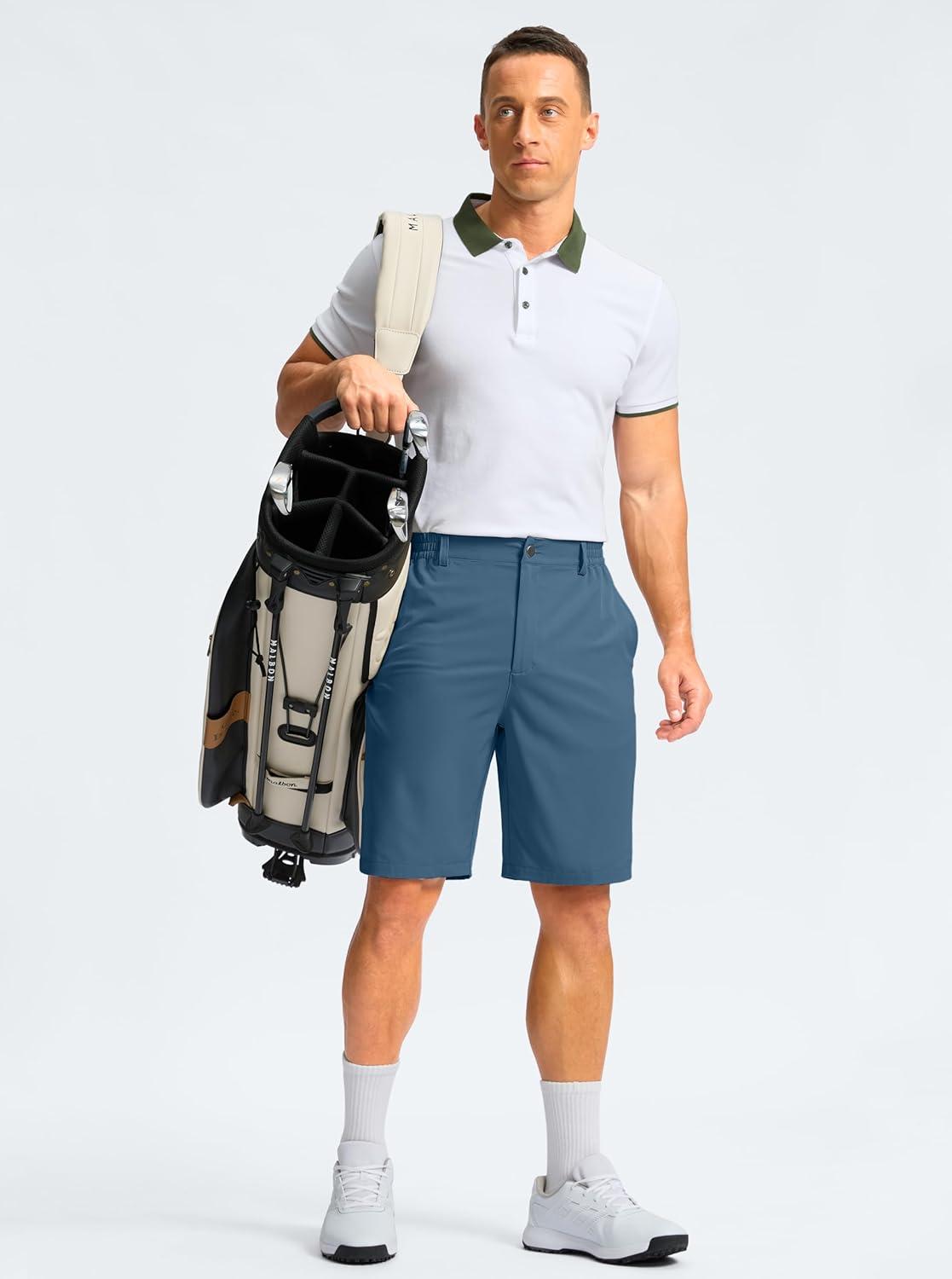 imageG Gradual Mens Casual Shorts 9 Lightweight Golf Shorts for Men Stretch with 3 Pockets Quick Dry Breathable Work ShortsDusty Blue