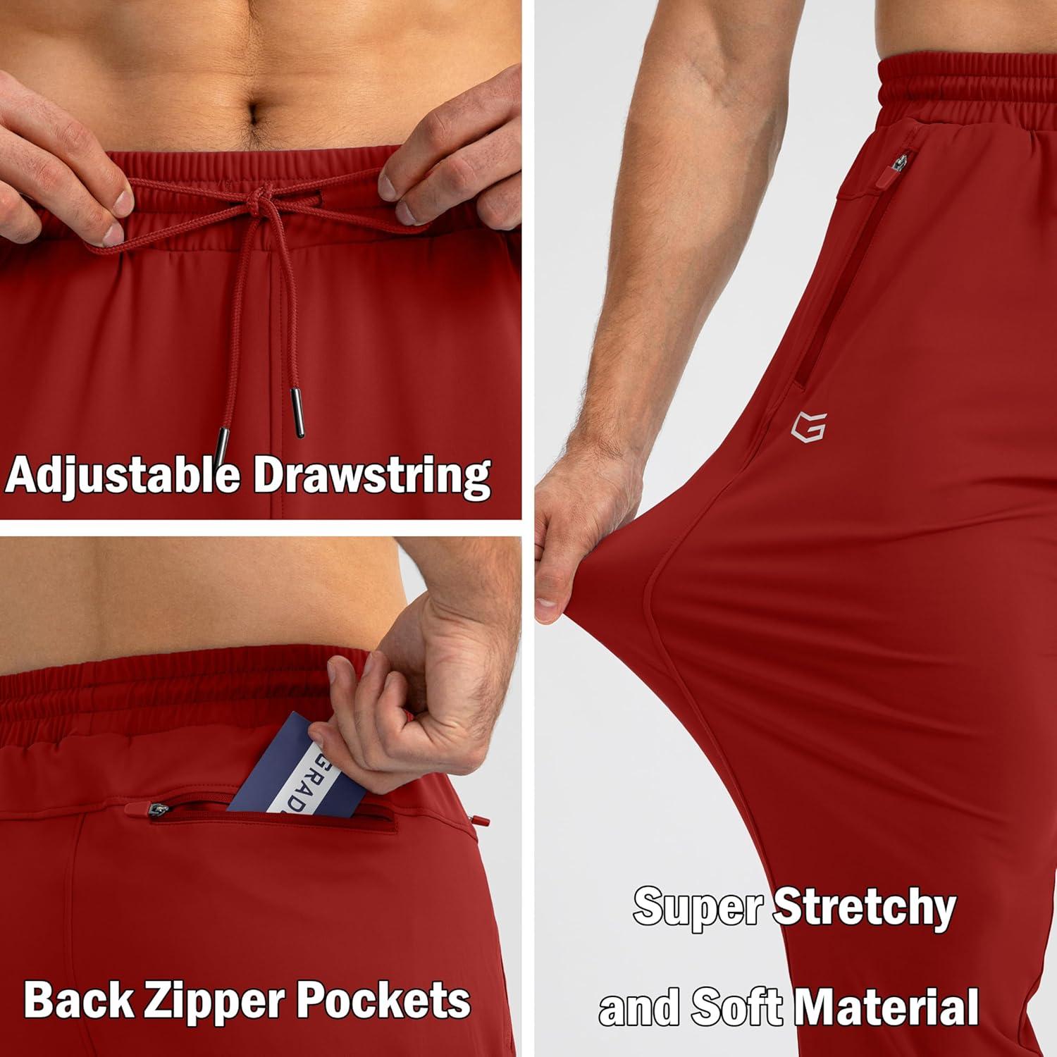 imageG Gradual Mens Sweatpants with Zipper Pockets Tapered Joggers for Men Athletic Pants for Workout Jogging RunningPower Red