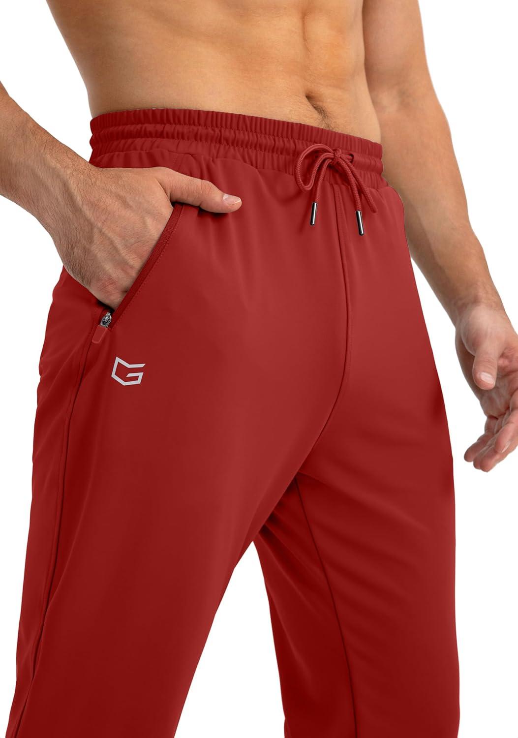 imageG Gradual Mens Sweatpants with Zipper Pockets Tapered Joggers for Men Athletic Pants for Workout Jogging RunningPower Red