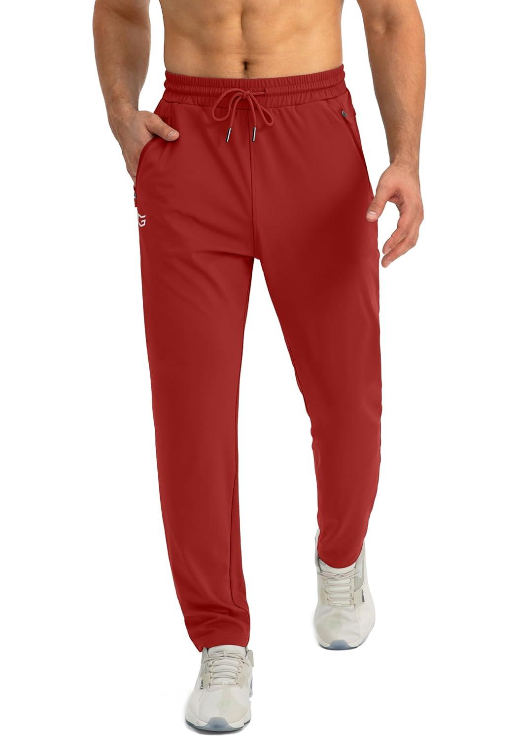 imageG Gradual Mens Sweatpants with Zipper Pockets Tapered Joggers for Men Athletic Pants for Workout Jogging RunningPower Red