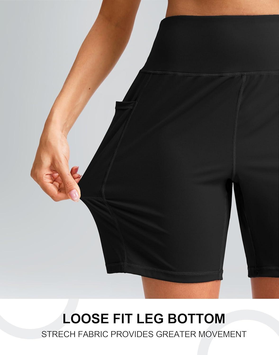 imageG Gradual Womens 79 Bermuda Long Shorts with Pockets High Waisted Athletic Knee Length Shorts for Women WalkingBlack