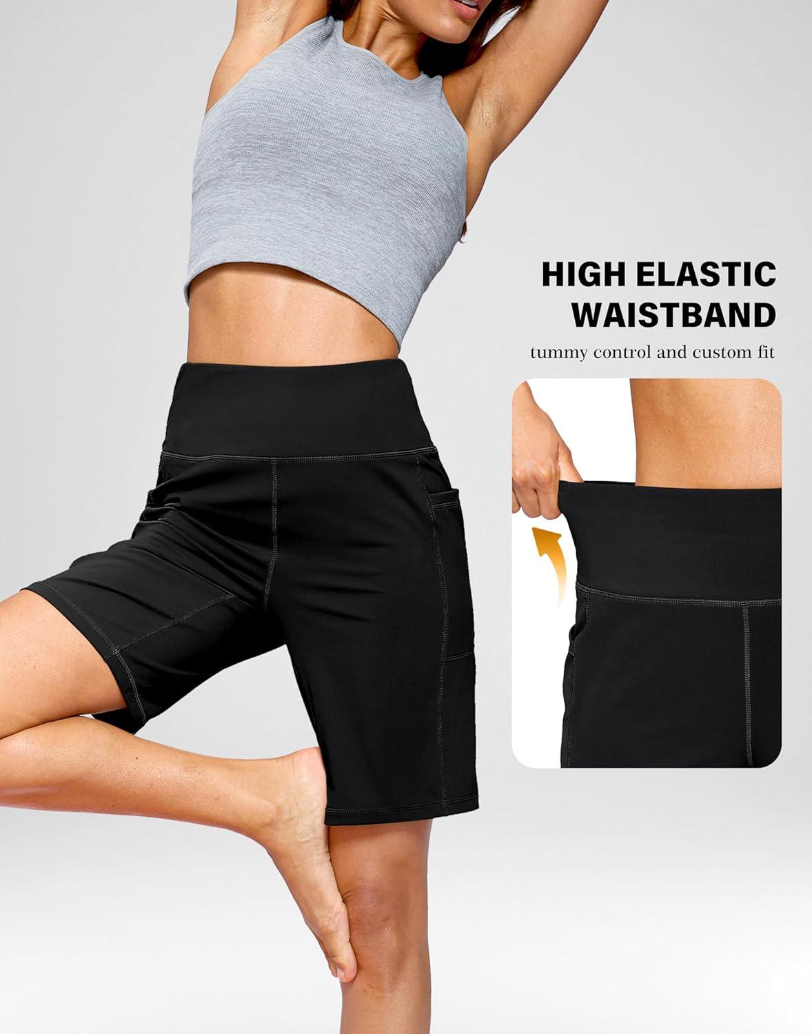 imageG Gradual Womens 79 Bermuda Long Shorts with Pockets High Waisted Athletic Knee Length Shorts for Women WalkingBlack
