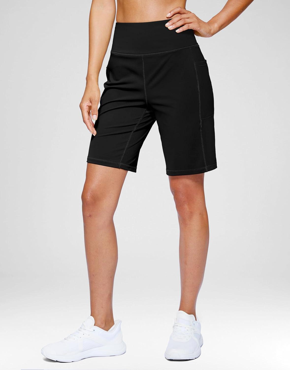 imageG Gradual Womens 79 Bermuda Long Shorts with Pockets High Waisted Athletic Knee Length Shorts for Women WalkingBlack