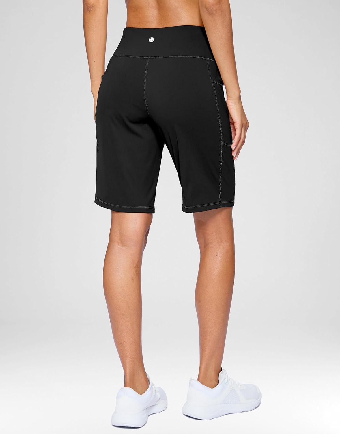 imageG Gradual Womens 79 Bermuda Long Shorts with Pockets High Waisted Athletic Knee Length Shorts for Women WalkingBlack