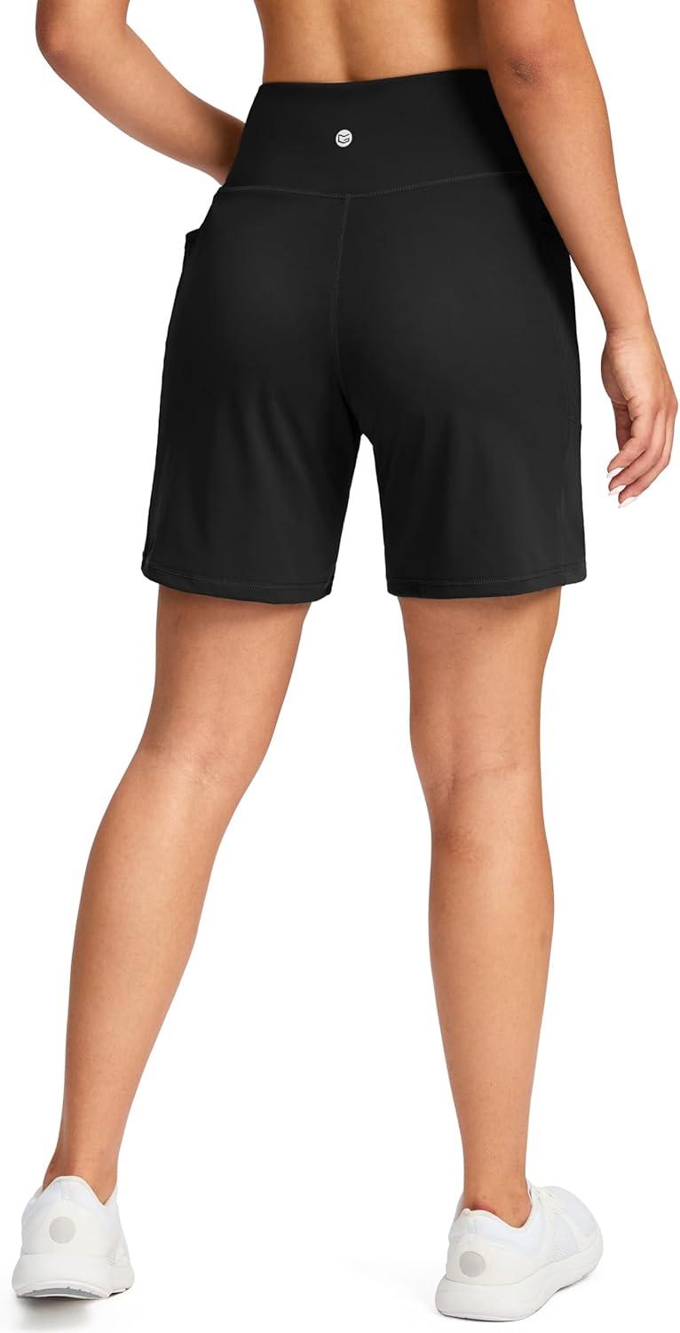 imageG Gradual Womens 79 Bermuda Long Shorts with Pockets High Waisted Athletic Knee Length Shorts for Women WalkingBlack