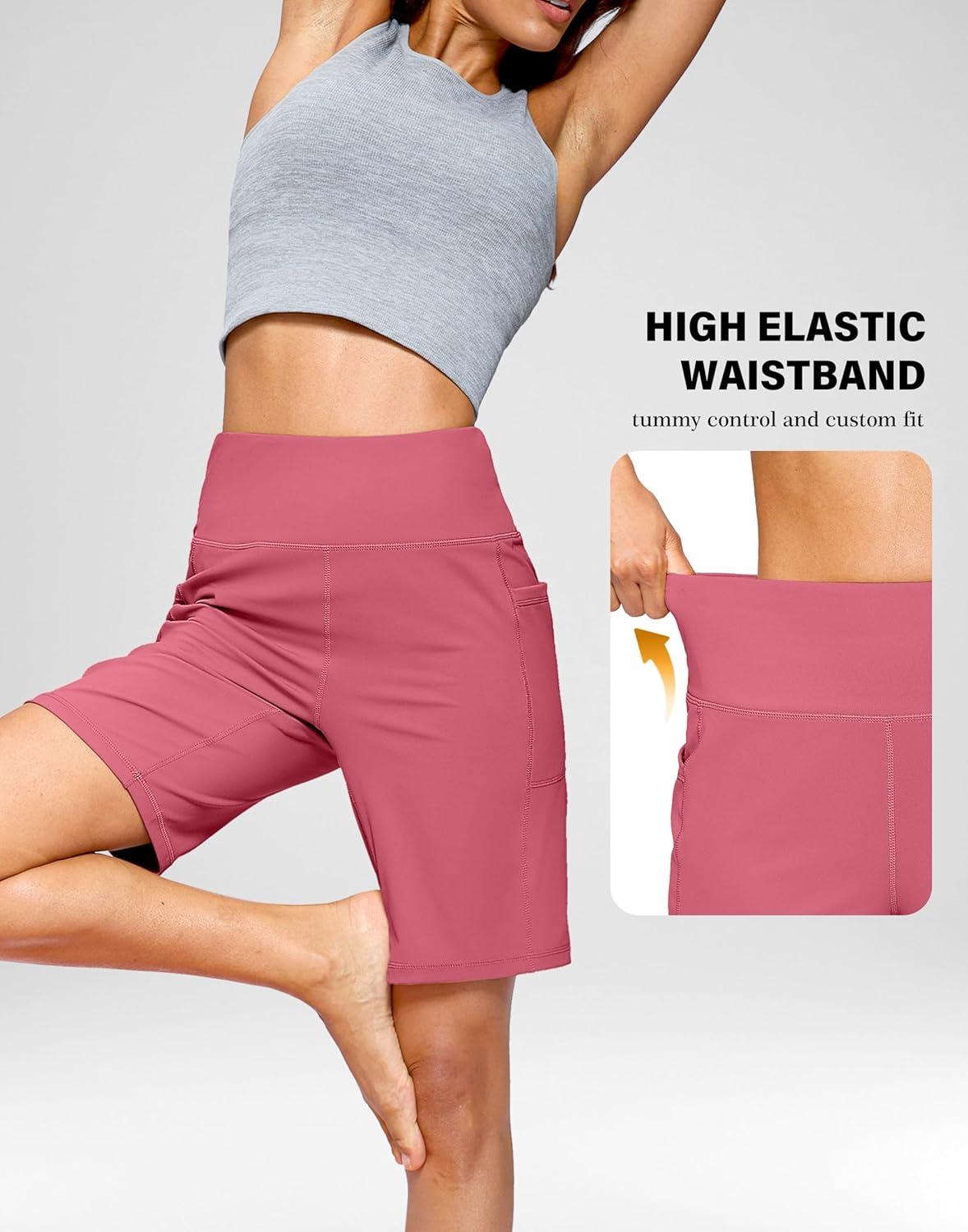 imageG Gradual Womens 79 Bermuda Long Shorts with Pockets High Waisted Athletic Knee Length Shorts for Women WalkingBriar Rose