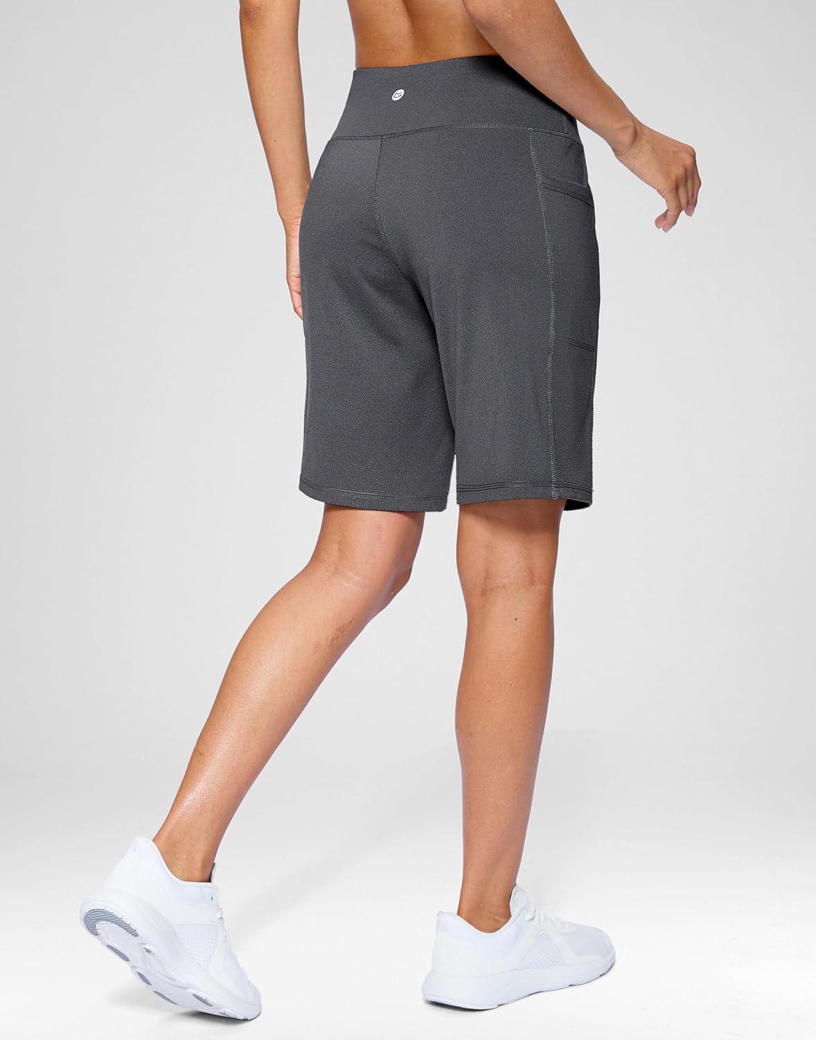imageG Gradual Womens 79 Bermuda Long Shorts with Pockets High Waisted Athletic Knee Length Shorts for Women WalkingCharcoal