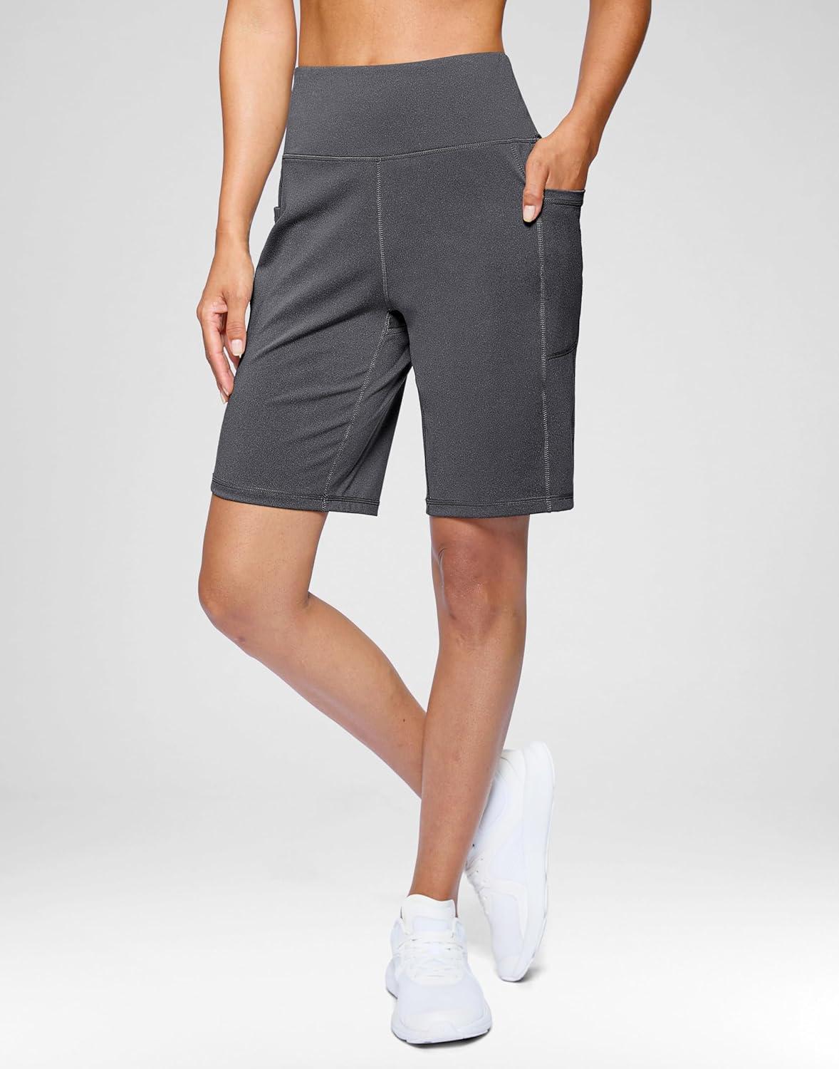 imageG Gradual Womens 79 Bermuda Long Shorts with Pockets High Waisted Athletic Knee Length Shorts for Women WalkingCharcoal