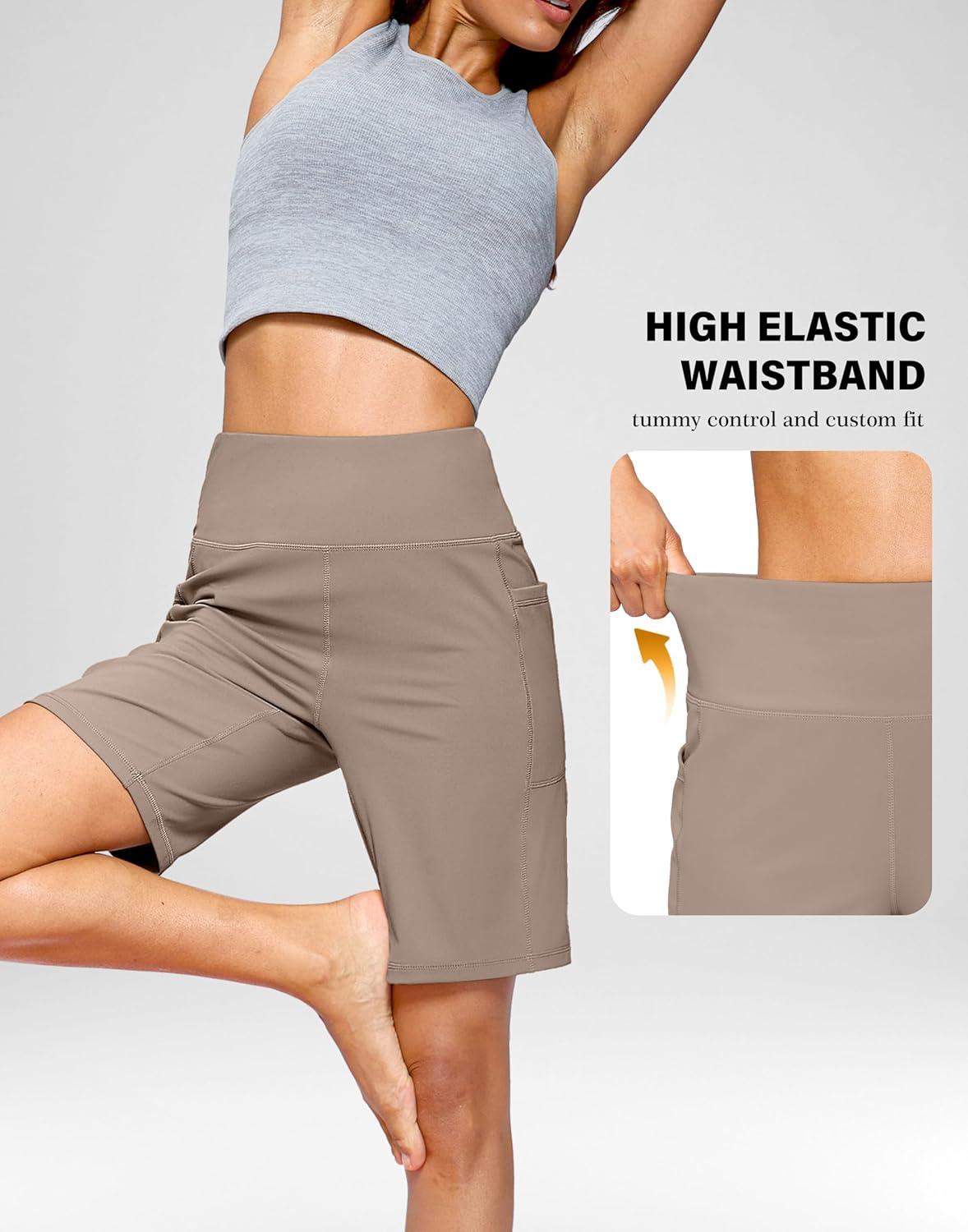 imageG Gradual Womens 79 Bermuda Long Shorts with Pockets High Waisted Athletic Knee Length Shorts for Women WalkingDark Khaki