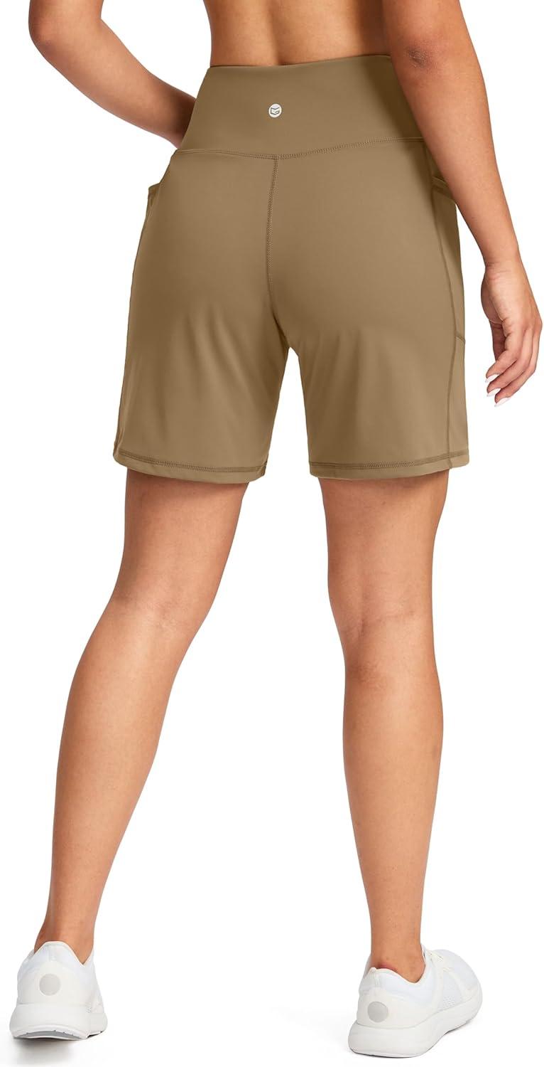 imageG Gradual Womens 79 Bermuda Long Shorts with Pockets High Waisted Athletic Knee Length Shorts for Women WalkingDark Khaki