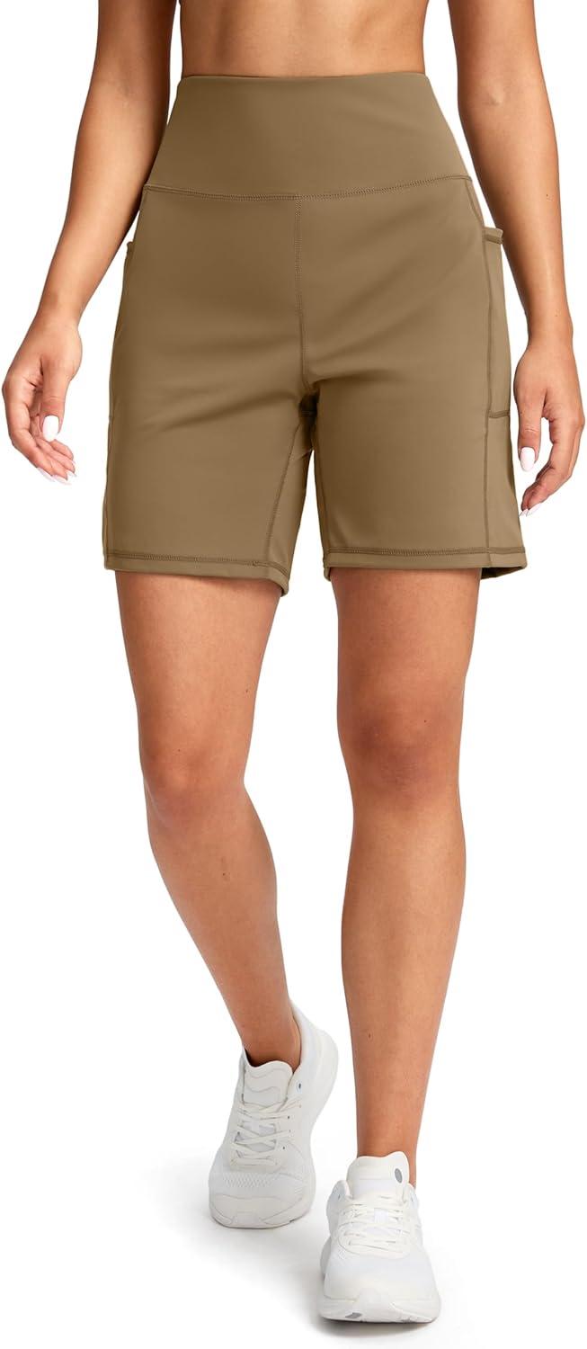 imageG Gradual Womens 79 Bermuda Long Shorts with Pockets High Waisted Athletic Knee Length Shorts for Women WalkingDark Khaki