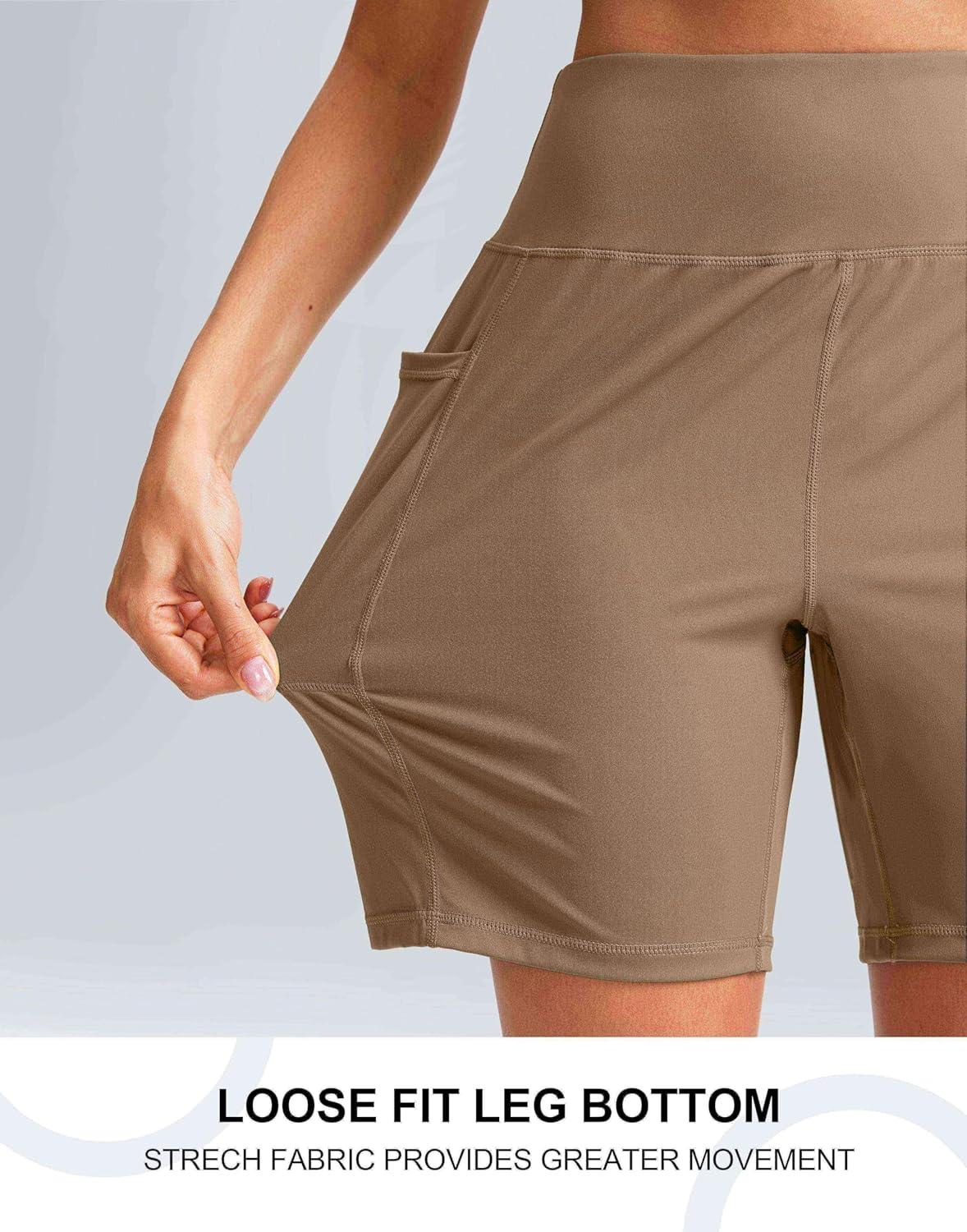 imageG Gradual Womens 79 Bermuda Long Shorts with Pockets High Waisted Athletic Knee Length Shorts for Women WalkingDark Khaki