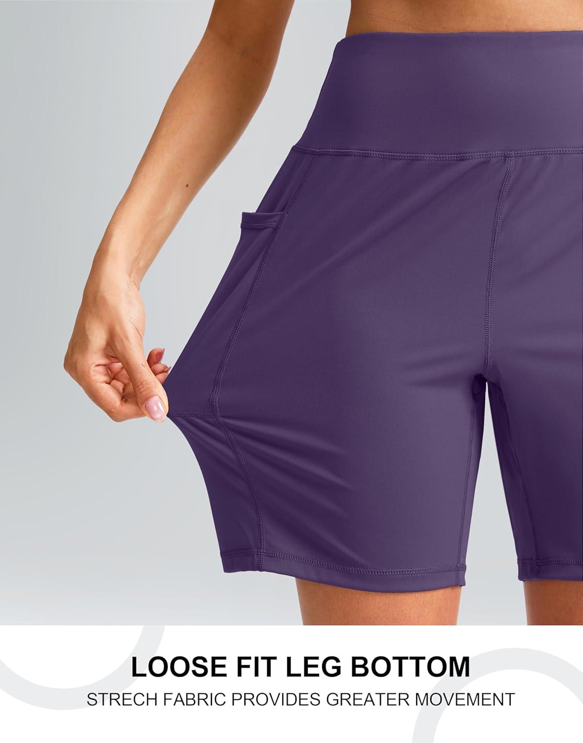 imageG Gradual Womens 79 Bermuda Long Shorts with Pockets High Waisted Athletic Knee Length Shorts for Women WalkingDark Purple