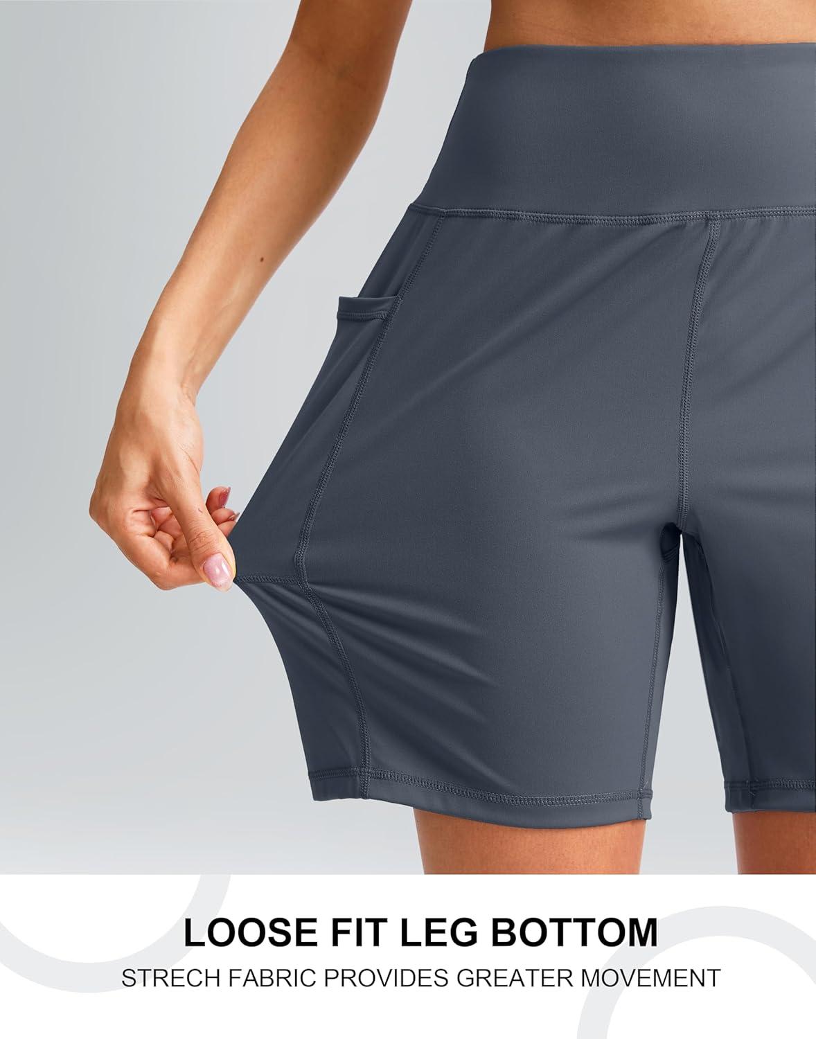 imageG Gradual Womens 79 Bermuda Long Shorts with Pockets High Waisted Athletic Knee Length Shorts for Women WalkingDusty Blue