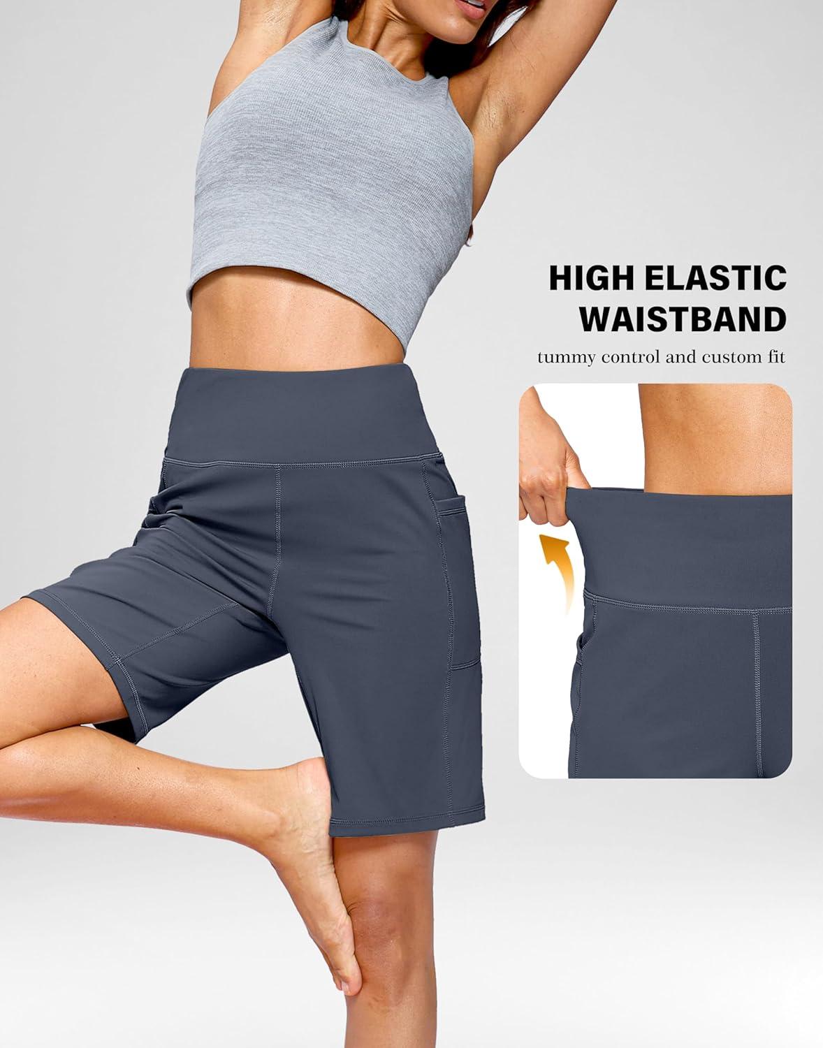 imageG Gradual Womens 79 Bermuda Long Shorts with Pockets High Waisted Athletic Knee Length Shorts for Women WalkingDusty Blue