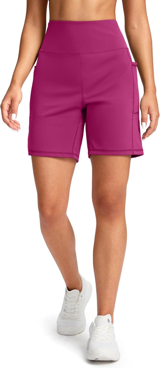 imageG Gradual Womens 79 Bermuda Long Shorts with Pockets High Waisted Athletic Knee Length Shorts for Women WalkingRose