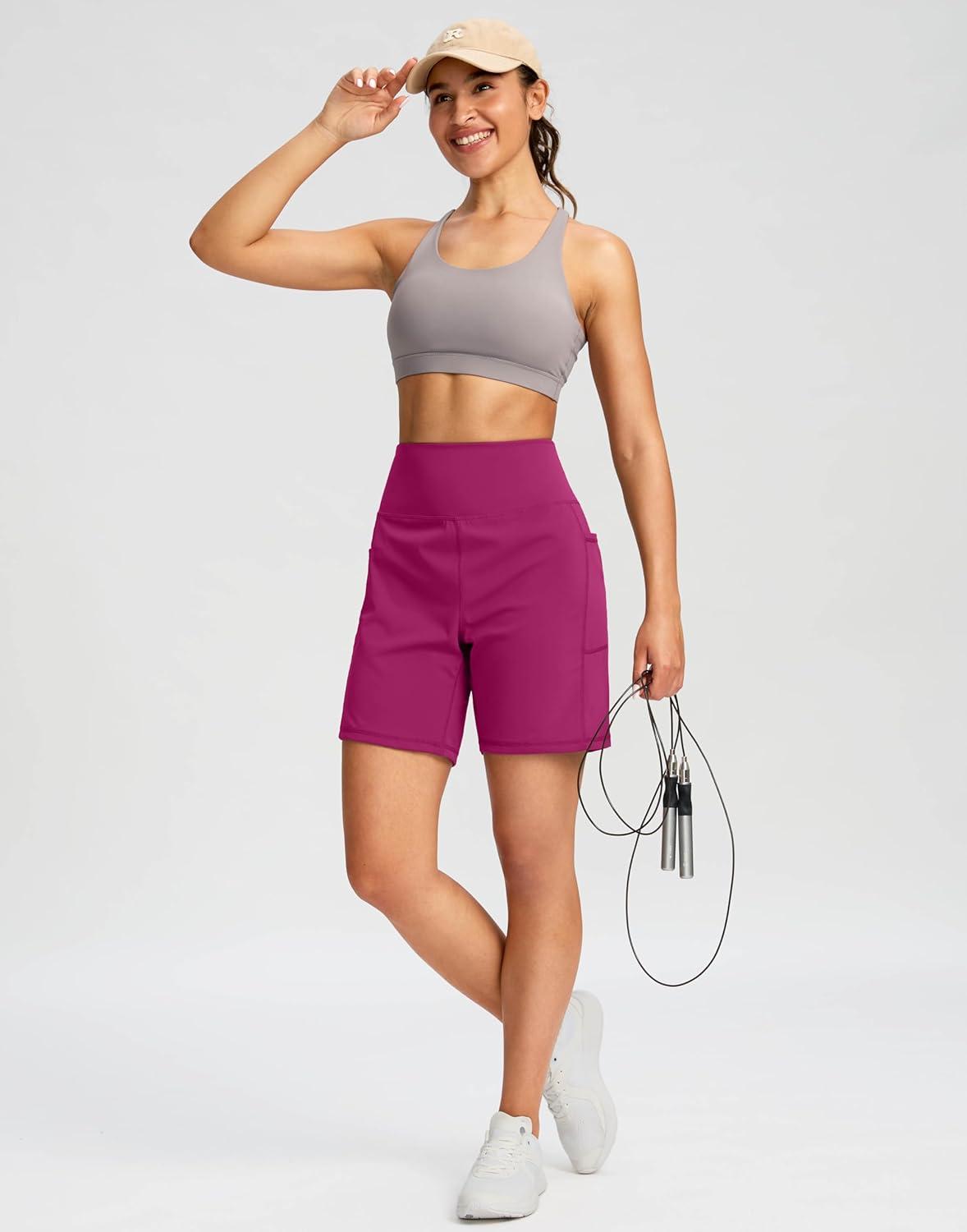 imageG Gradual Womens 79 Bermuda Long Shorts with Pockets High Waisted Athletic Knee Length Shorts for Women WalkingRose