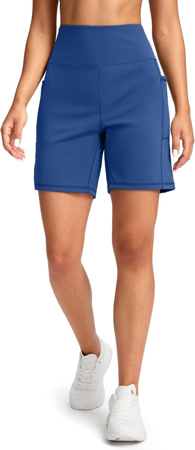 imageG Gradual Womens 79 Bermuda Long Shorts with Pockets High Waisted Athletic Knee Length Shorts for Women WalkingRoyal Blue