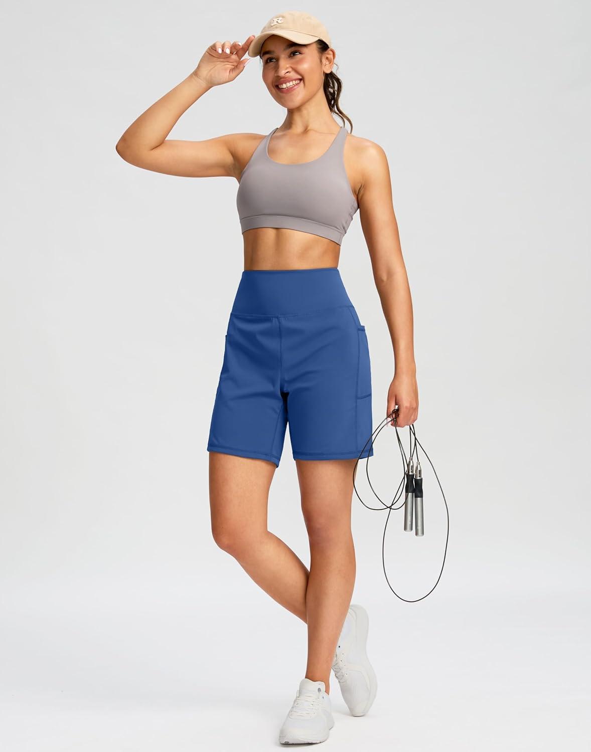 imageG Gradual Womens 79 Bermuda Long Shorts with Pockets High Waisted Athletic Knee Length Shorts for Women WalkingRoyal Blue