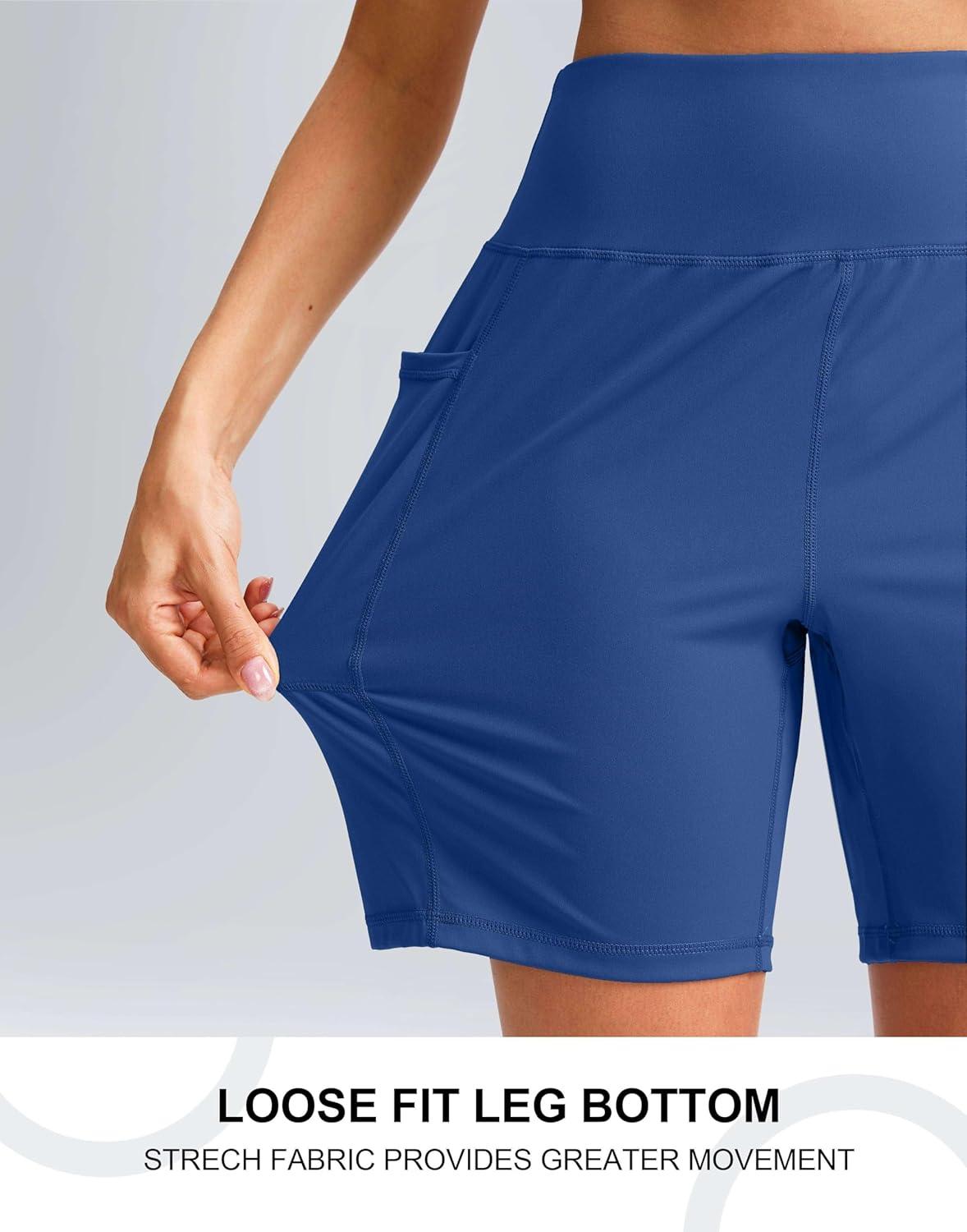imageG Gradual Womens 79 Bermuda Long Shorts with Pockets High Waisted Athletic Knee Length Shorts for Women WalkingRoyal Blue