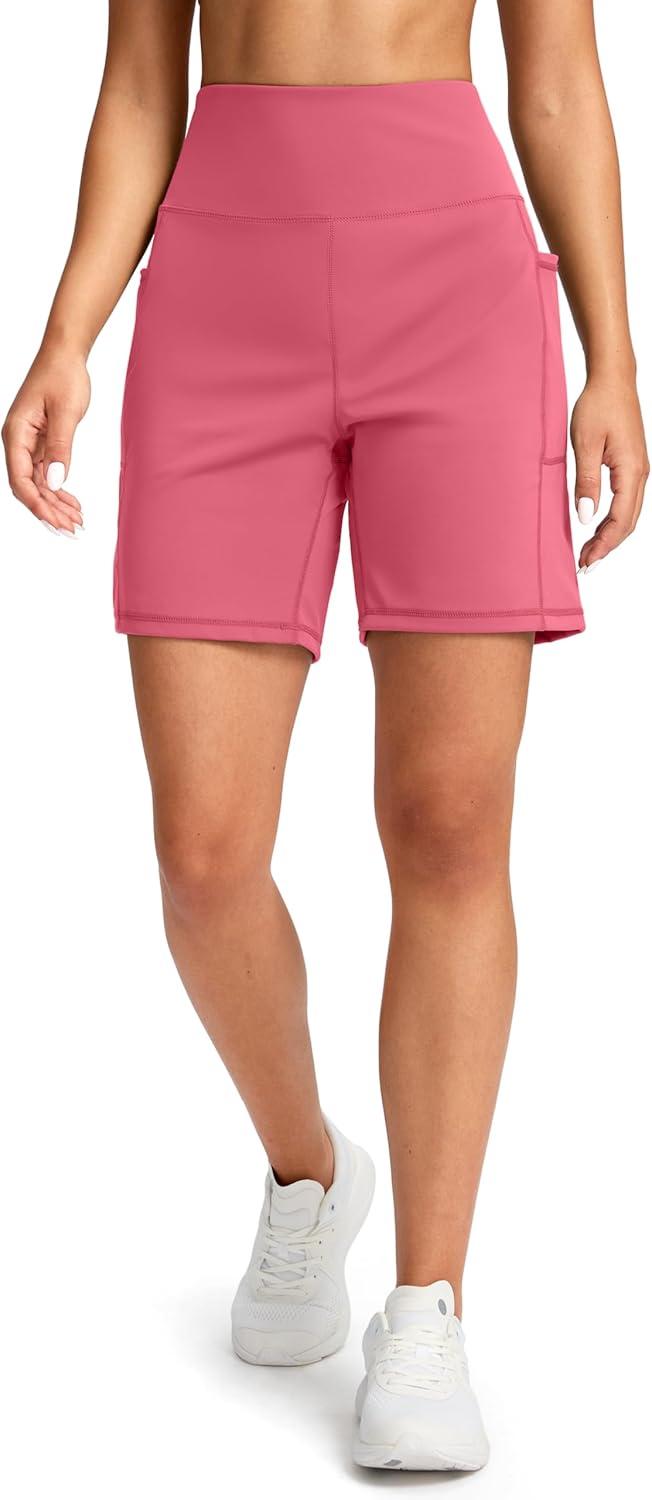 imageG Gradual Womens 79 Bermuda Long Shorts with Pockets High Waisted Athletic Knee Length Shorts for Women WalkingVelvet Dust