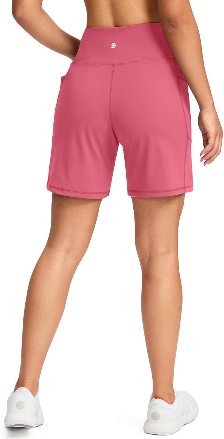 imageG Gradual Womens 79 Bermuda Long Shorts with Pockets High Waisted Athletic Knee Length Shorts for Women WalkingVelvet Dust