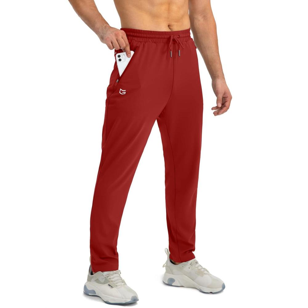 imageG Gradual Mens Sweatpants with Zipper Pockets Tapered Joggers for Men Athletic Pants for Workout Jogging RunningPower Red