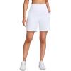 G Gradual Women’s 7”/9″ Bermuda Long Shorts with Pockets High Waisted Athletic Knee Length Shorts for Women Walking(White)
