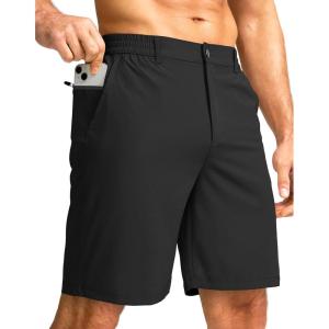 G Gradual Men’s Casual Shorts 9″ Lightweight Golf Shorts for Men Stretch with 3 Pockets Quick Dry Breathable Work Shorts(Black)