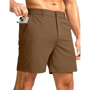 G Gradual Men’s Casual Shorts 9″ Lightweight Golf Shorts for Men Stretch with 3 Pockets Quick Dry Breathable Work Shorts(Brown)