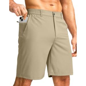 G Gradual Men’s Casual Shorts 9″ Lightweight Golf Shorts for Men Stretch with 3 Pockets Quick Dry Breathable Work Shorts(Khaki)