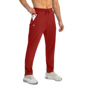 G Gradual Men’s Sweatpants with Zipper Pockets Tapered Joggers for Men Athletic Pants for Workout, Jogging, Running(Power Red)