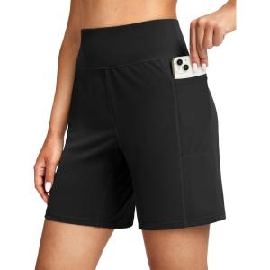 G Gradual Women’s 7”/9″ Bermuda Long Shorts with Pockets High Waisted Athletic Knee Length Shorts for Women Walking(Black)