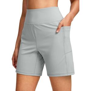 G Gradual Women’s 7”/9″ Bermuda Long Shorts with Pockets High Waisted Athletic Knee Length Shorts for Women Walking(Bright Grey)