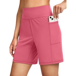 G Gradual Women’s 7”/9″ Bermuda Long Shorts with Pockets High Waisted Athletic Knee Length Shorts for Women Walking(Velvet Dust)