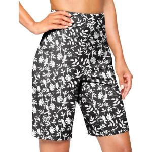 G Gradual Women’s 7”/9″ Bermuda Long Shorts with Pockets High Waisted Athletic Knee Length Shorts for Women Walking(White Flower)
