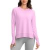G Gradual Sweatshirt for Women Buttery Soft Yoga Tops Crewneck Modal Pullover Shirts Side Slit Thumb Holes(Pink)