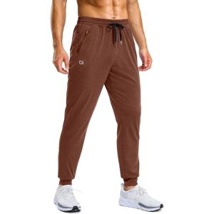 G Gradual Men’s Sweatpants with Zipper Pockets Stretch Tapered Joggers Quick Dry Athletic Workout Gym Pants for Men(Brick Heather)
