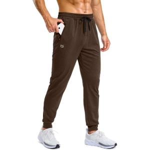 G Gradual Men’s Sweatpants with Zipper Pockets Stretch Tapered Joggers Quick Dry Athletic Workout Gym Pants for Men(Brown Heather)