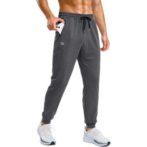 G Gradual Men’s Sweatpants with Zipper Pockets Stretch Tapered Joggers Quick Dry Athletic Workout Gym Pants for Men(Dark Grey Heather)