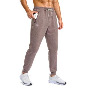 G Gradual Men’s Sweatpants with Zipper Pockets Stretch Tapered Joggers Quick Dry Athletic Workout Gym Pants for Men(Dark Pink Heather)