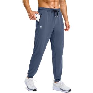 G Gradual Men’s Sweatpants with Zipper Pockets Stretch Tapered Joggers Quick Dry Athletic Workout Gym Pants for Men(Dusty Blue)