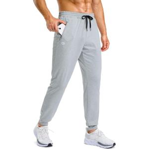G Gradual Men’s Sweatpants with Zipper Pockets Stretch Tapered Joggers Quick Dry Athletic Workout Gym Pants for Men(Light Grey Heather)