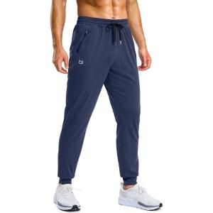 G Gradual Men’s Sweatpants with Zipper Pockets Stretch Tapered Joggers Quick Dry Athletic Workout Gym Pants for Men(Navy Heather)