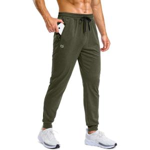 G Gradual Men’s Sweatpants with Zipper Pockets Stretch Tapered Joggers Quick Dry Athletic Workout Gym Pants for Men(Olive Heather)