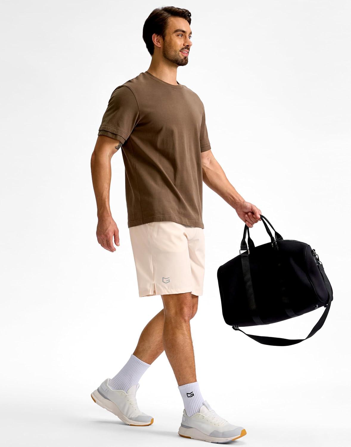 imageG Gradual Mens Athletic Running Shorts 759 Zipper Pocket Lightweight Workout Gym Quick Dry Shorts Golf Tennis HikingBeige