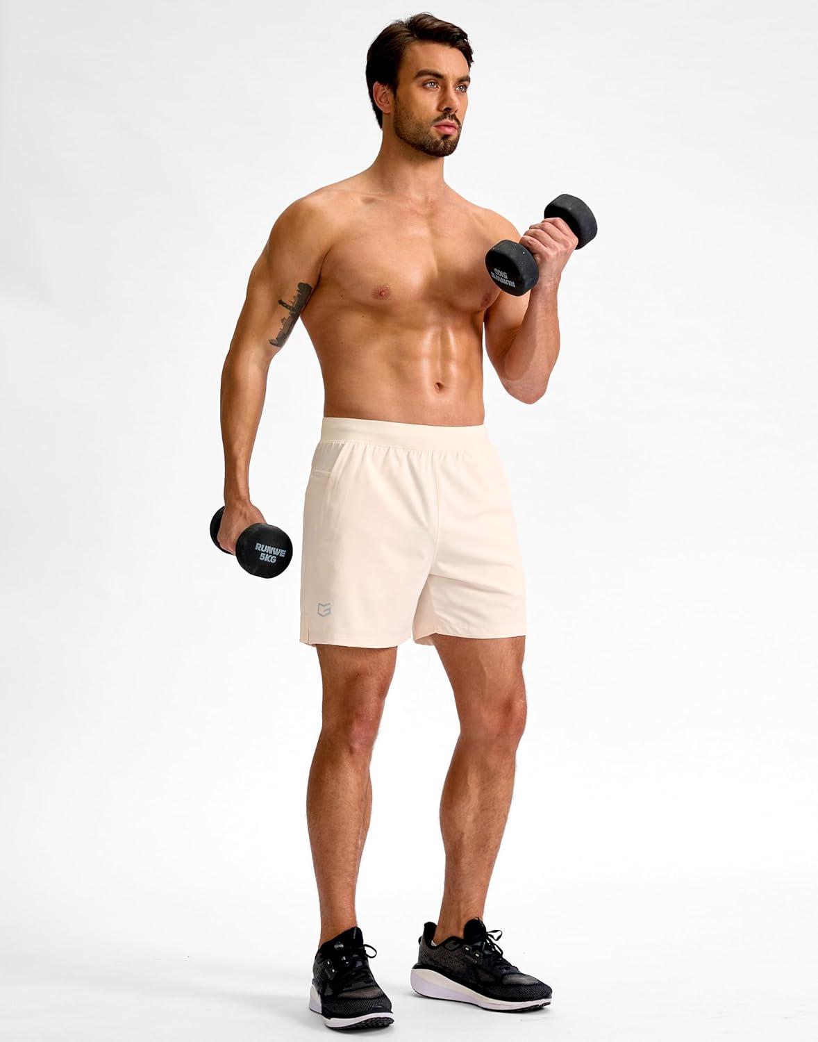 imageG Gradual Mens Athletic Running Shorts 759 Zipper Pocket Lightweight Workout Gym Quick Dry Shorts Golf Tennis HikingBeige