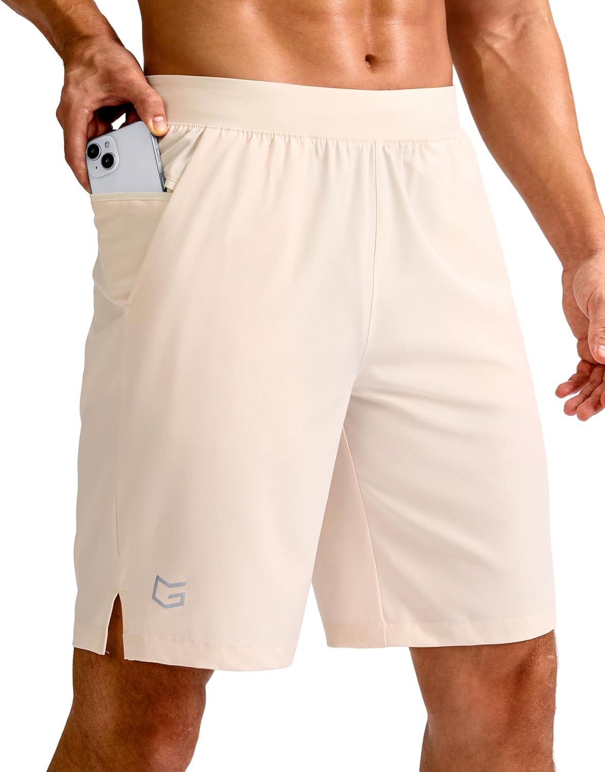 imageG Gradual Mens Athletic Running Shorts 759 Zipper Pocket Lightweight Workout Gym Quick Dry Shorts Golf Tennis HikingBeige