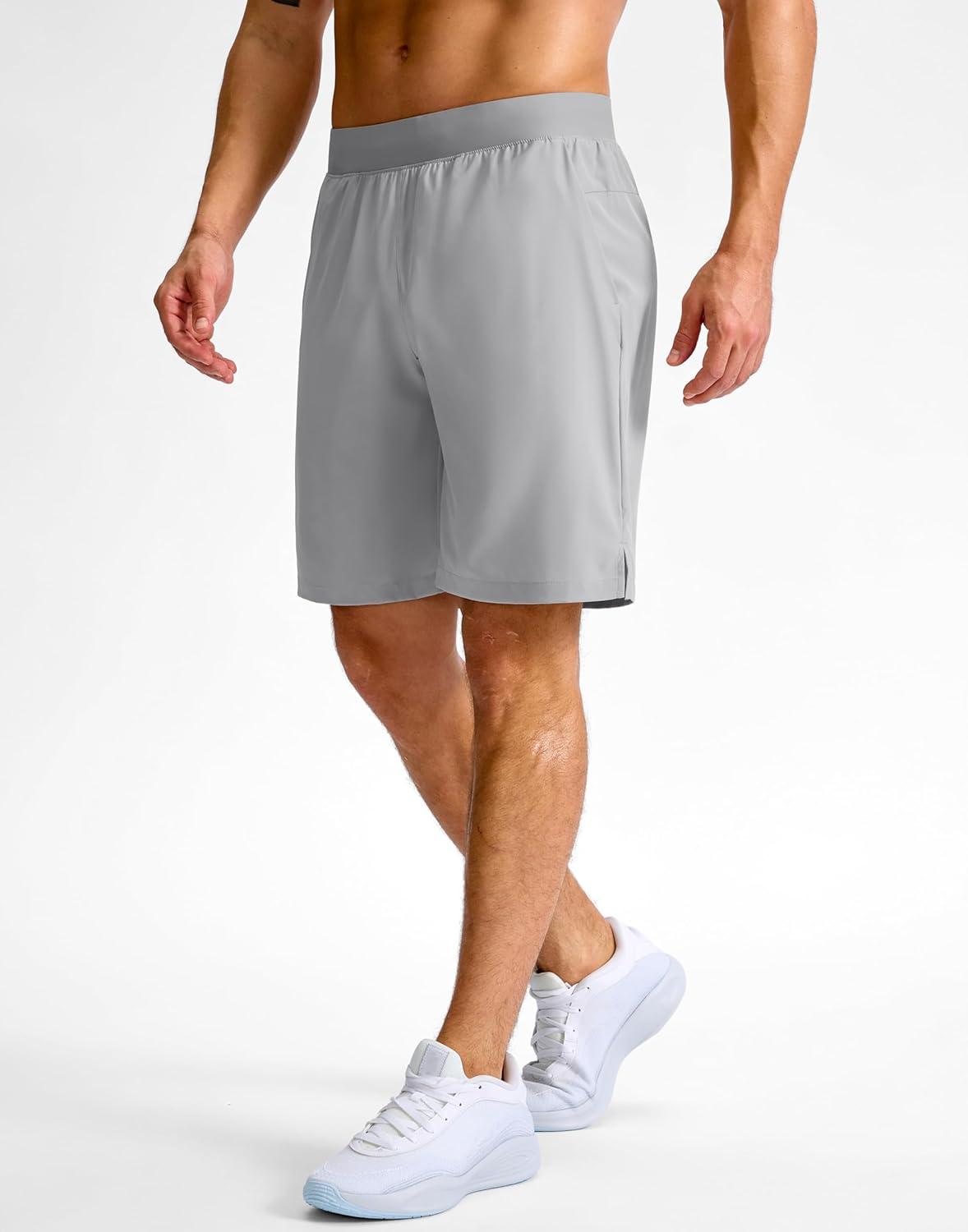 imageG Gradual Mens Athletic Running Shorts 759 Zipper Pocket Lightweight Workout Gym Quick Dry Shorts Golf Tennis HikingBright Grey