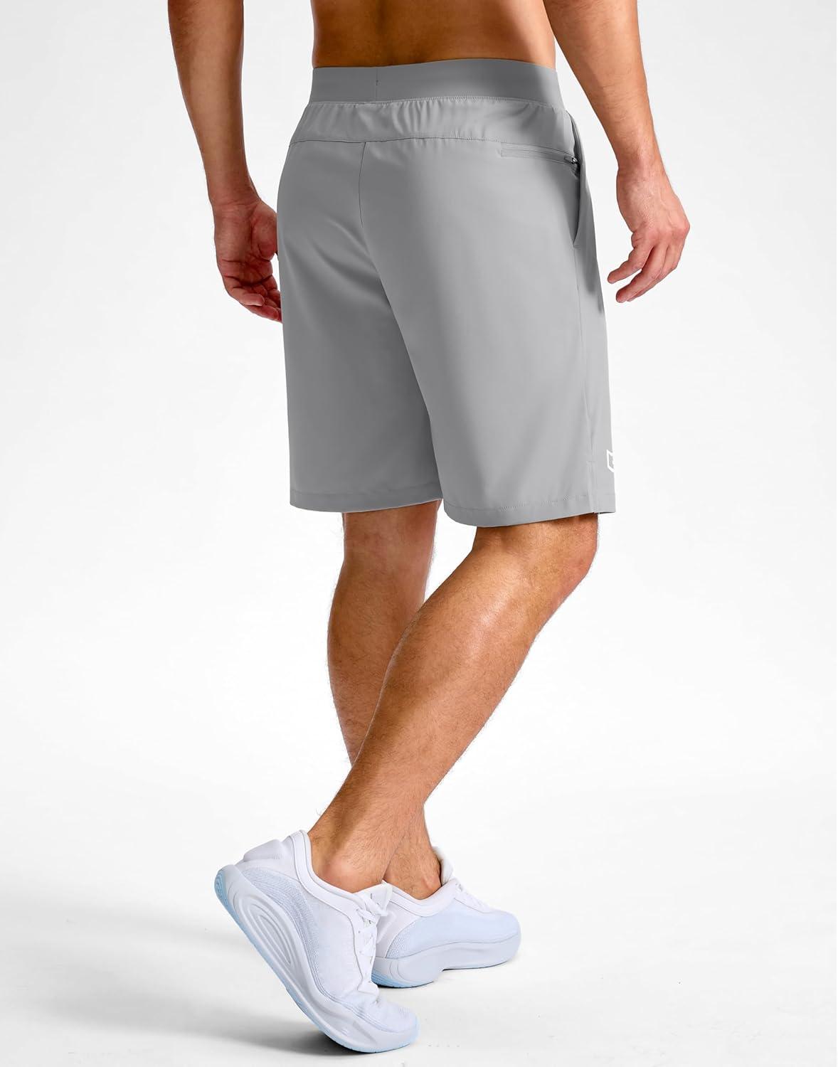 imageG Gradual Mens Athletic Running Shorts 759 Zipper Pocket Lightweight Workout Gym Quick Dry Shorts Golf Tennis HikingBright Grey